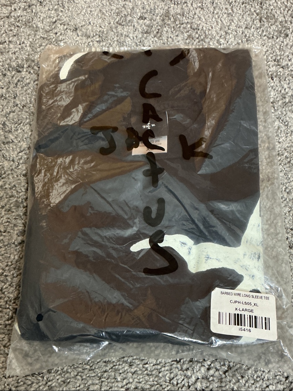 Rare Cactus Jack by Travis Scott Black Long Sleeve Barbed Wire Long sleeve Tee